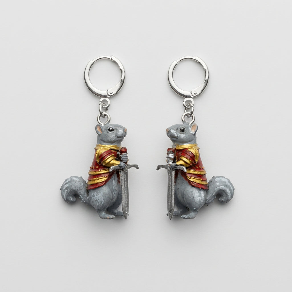 Squirrel printed warrior earrings 
