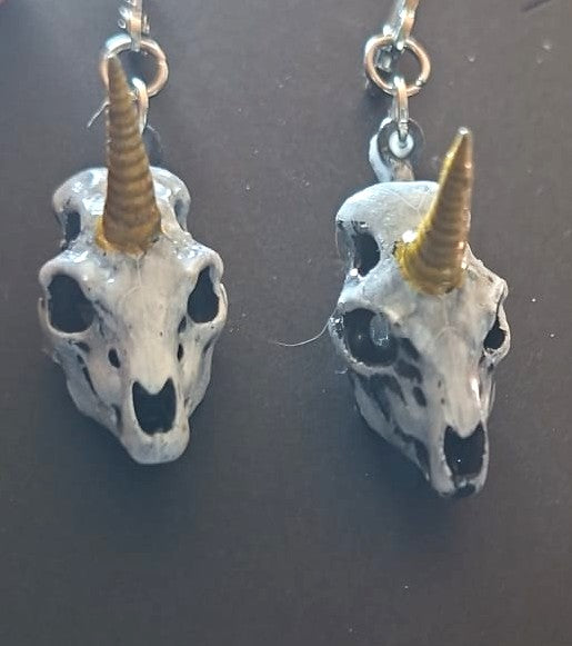 Unicorn Skull Earrings